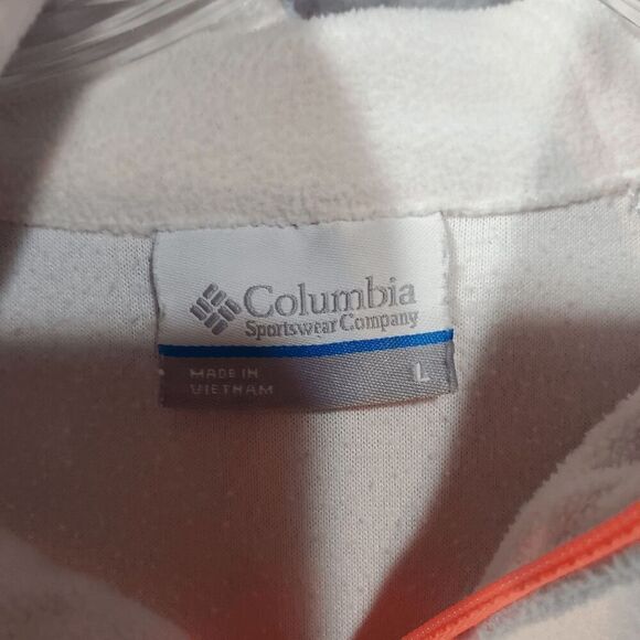 Columbia Sweatshirt Womens Large White Fleece Sportswear Logo 1/4 Zip Pullover - Picture 4 of 9